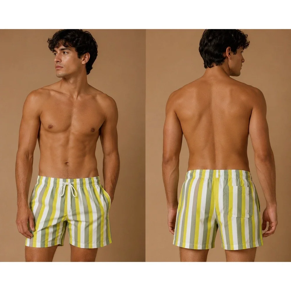 Goodfellow & Co‎ Men's Striped Swim Trunks Yellow Green White Size L 6